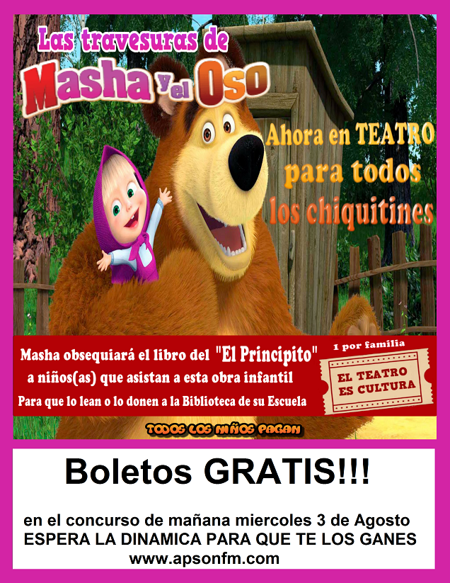 HOY!!! Boletos GRATIS para Masha y El oso 3380054